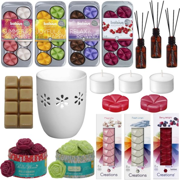 150-teiliges Überraschung Duftset 96 Duftwachs Melts + 50 Teelichter + Duftlampe
