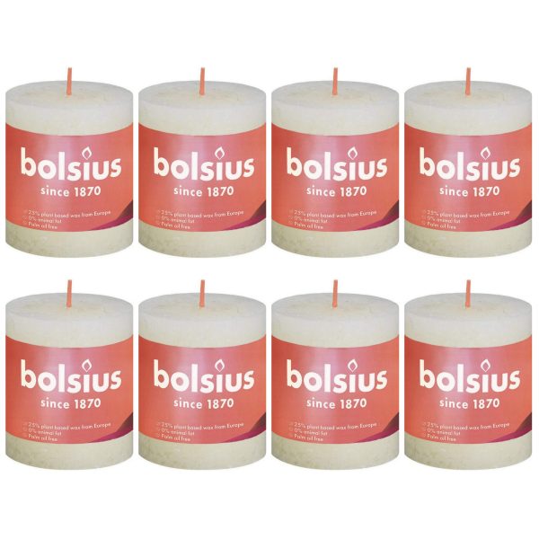 8 Stk Bolsius Rustik Stumpenkerzen 80x68mm - Elfenbein (2x4er)