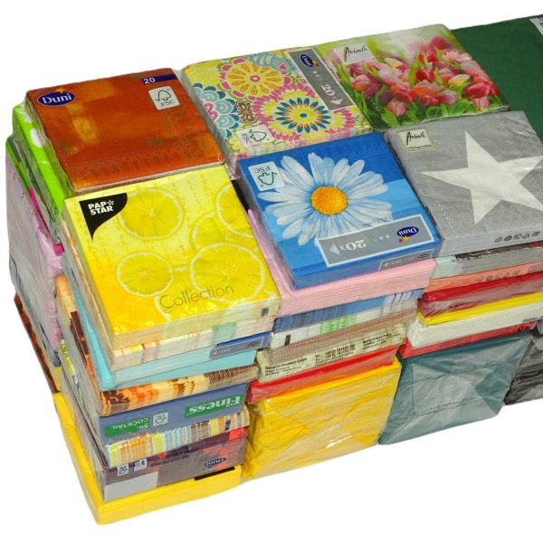 6 kg/ca. 2.000 Stück Cocktail Servietten 24x24cm Überraschung Mix – bunt sortiert