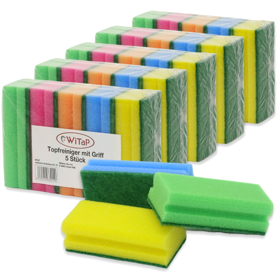 25 Stk Witap Scheuerschwamm 150x70x45mm Topfreiniger (5x5er) - bunt