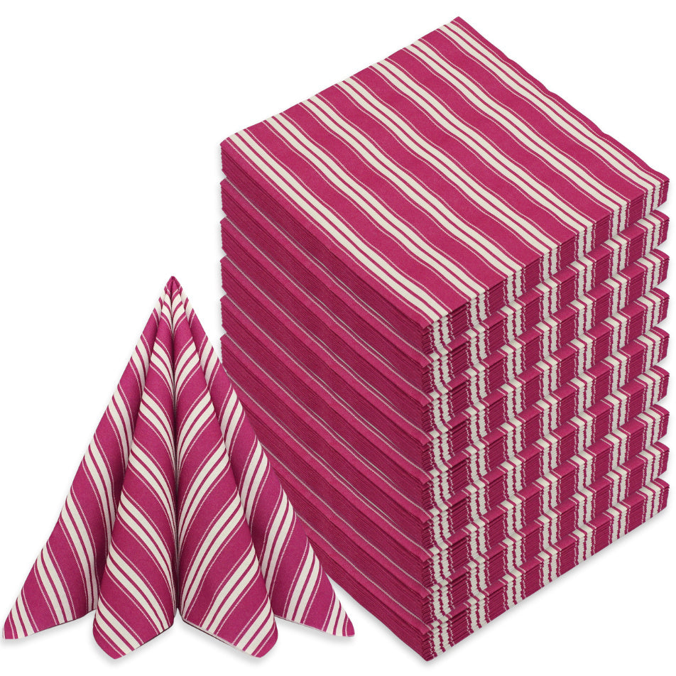 120 Stk Airlaid Servietten 40x40cm Stoffoptik - Burgunder Streifen (10 Pack x12er)
