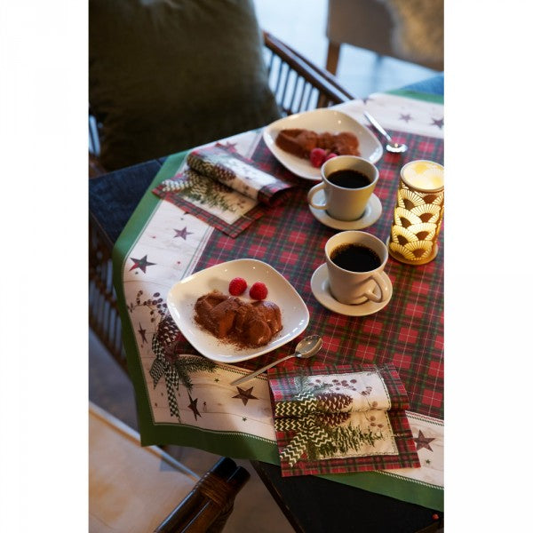 10 Stk Dunicel Mitteldecken 84x84cm Tischdecken stoffähnlich Tartan rot-grün-creme