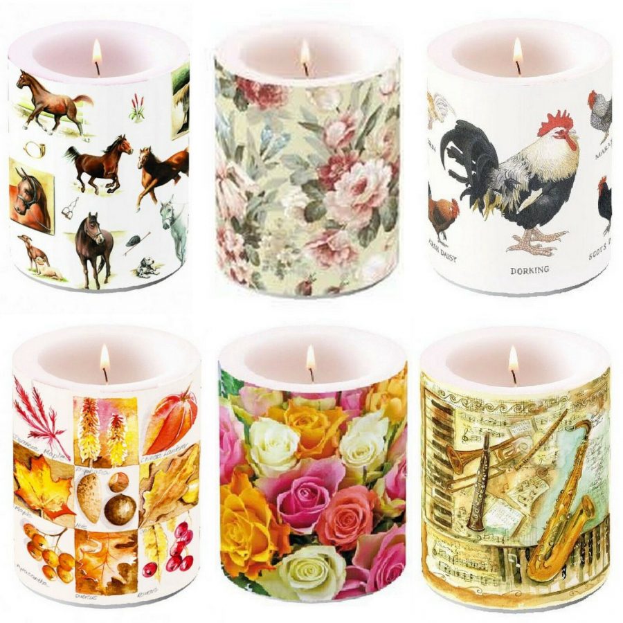 6 Stk Große Lampionkerze 120x100mm Windlicht B-Ware - Neutral Mix