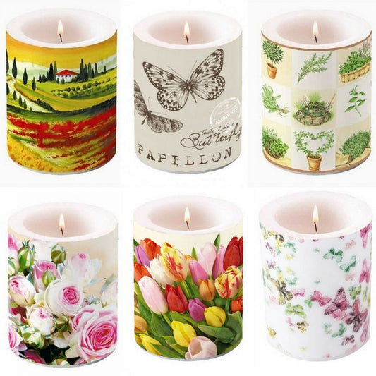 6 Stk Große Lampionkerze 120x100mm Windlicht B-Ware - Neutral Mix