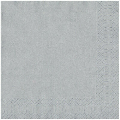 300 Stück Zellstoff Servietten 3-lagig 33x33 cm Tissue-Qualität Papier Silber