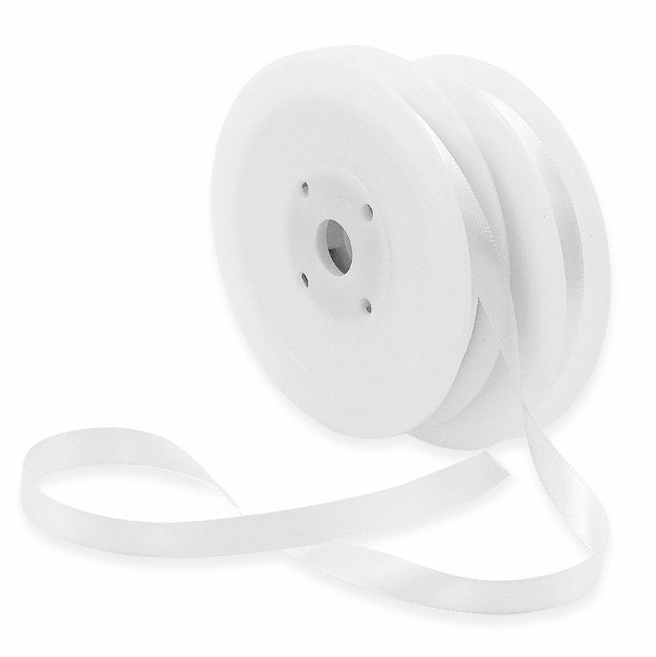 50 Meter Satinband Schleifenband 10mm breit Dekoband Geschenkband (2 Ro. x 25m) - Weiß