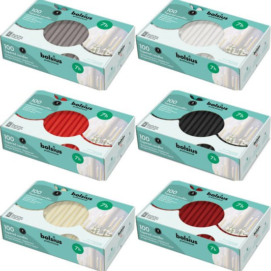 100 Bolsius Spitzkerzen 240x23mm Gastro Kerzen Tafelkerzen Leuchterkerzen (100er Pack)