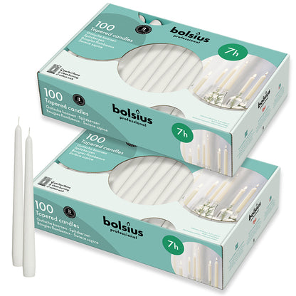 200 Stk Bolsius Professional Spitzkerzen 240x23mm Tafelkerzen - Cremeweiß (2x100er)