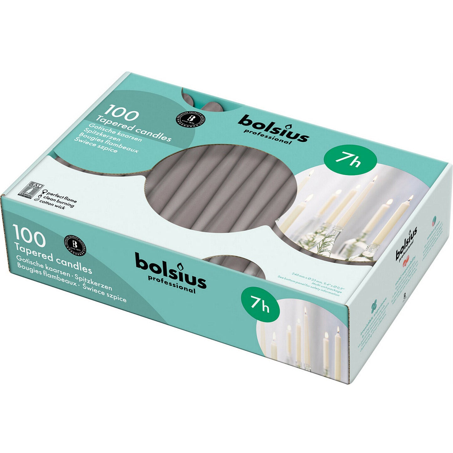 100 Stk Bolsius Professional Spitzkerzen 240x23mm Tafelkerzen Leuchterkerzen (100er Pack)