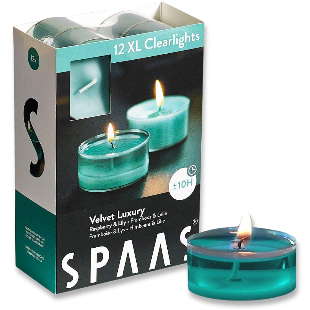 SPAAS Maxi-Teelichter 10h Clearlights Duftteelichter Acryl Cup Duftkerzen