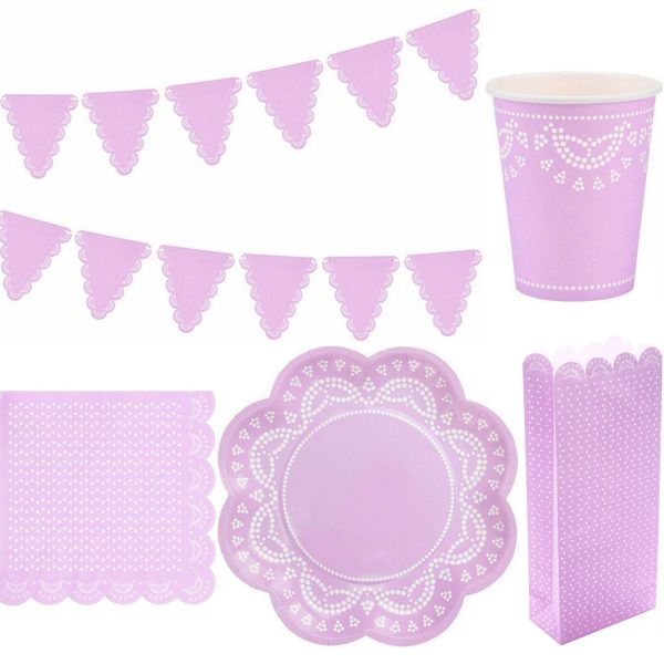 112-tlg. Party-Set: Teller, Becher, Servietten, Tüten, Girlande für 20 Gäste - Punkte
