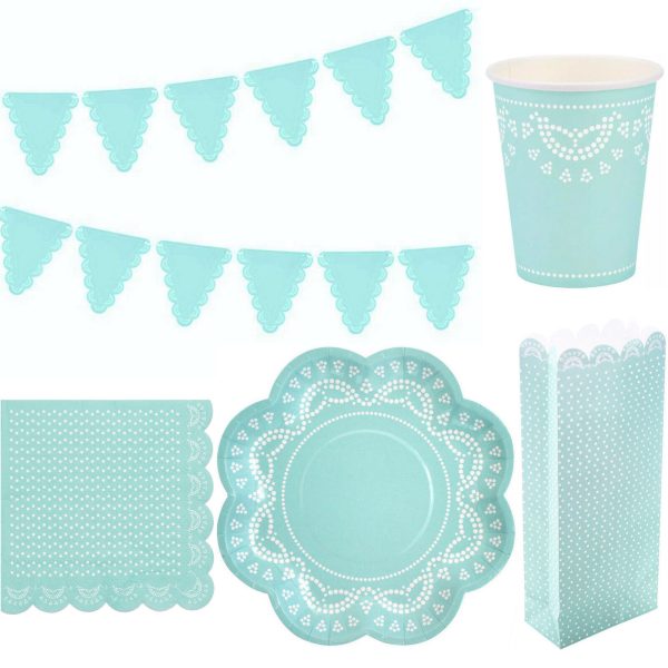 112-tlg. Party-Set: Teller, Becher, Servietten, Tüten, Girlande für 20 Gäste - Punkte