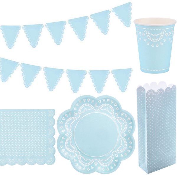 112-tlg. Party-Set: Teller, Becher, Servietten, Tüten, Girlande für 20 Gäste - Punkte