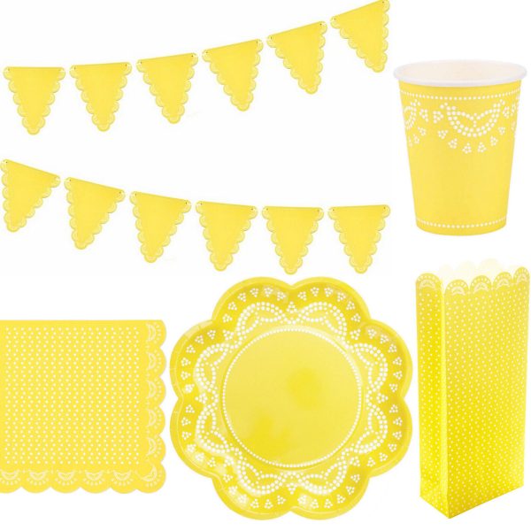112-tlg. Party-Set: Teller, Becher, Servietten, Tüten, Girlande für 20 Gäste - Punkte