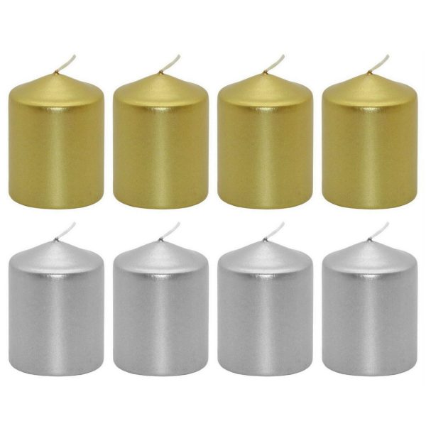 12 Eika Stumpenkerzen 80x60mm Metallic (12 Stück)