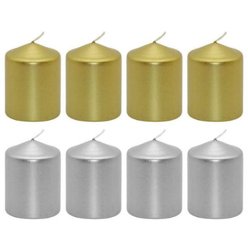 12 Eika Stumpenkerzen 80x60mm Metallic (12 Stück)