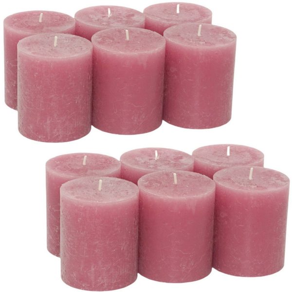 12 Stk Rustik Stumpenkerzen 80x68mm B-Ware - Altrosa/Old Pink