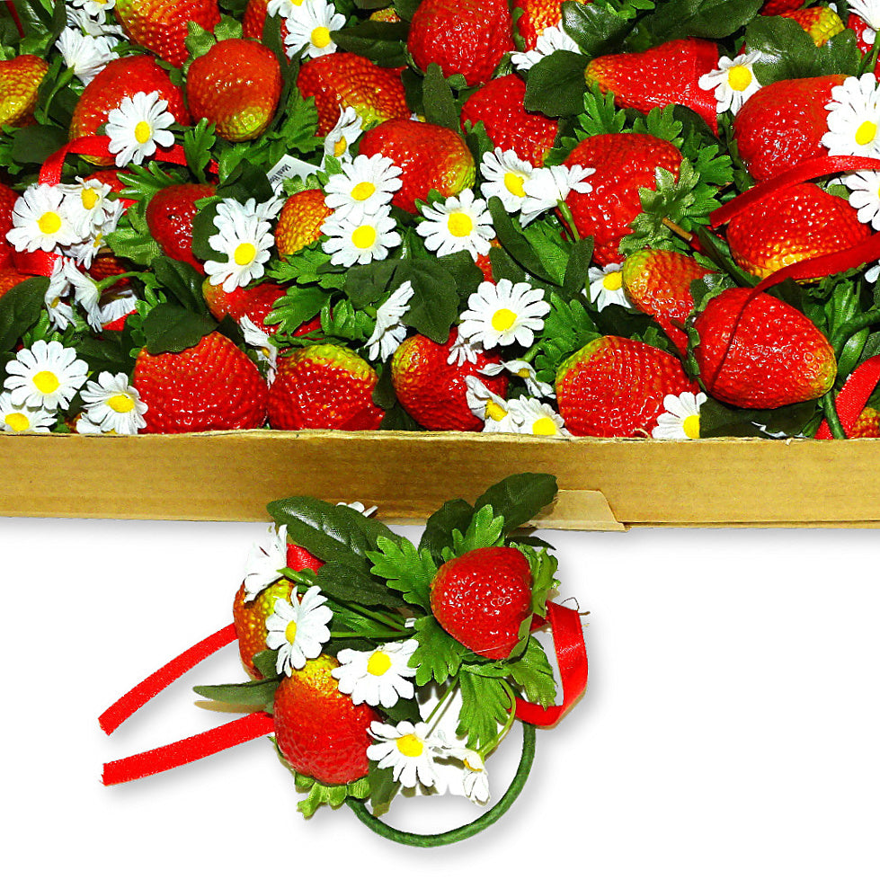 12 Stück Serviettenringe Kerzenkranz Erdbeeren Tischdeko Kerzenring Blumenkranz