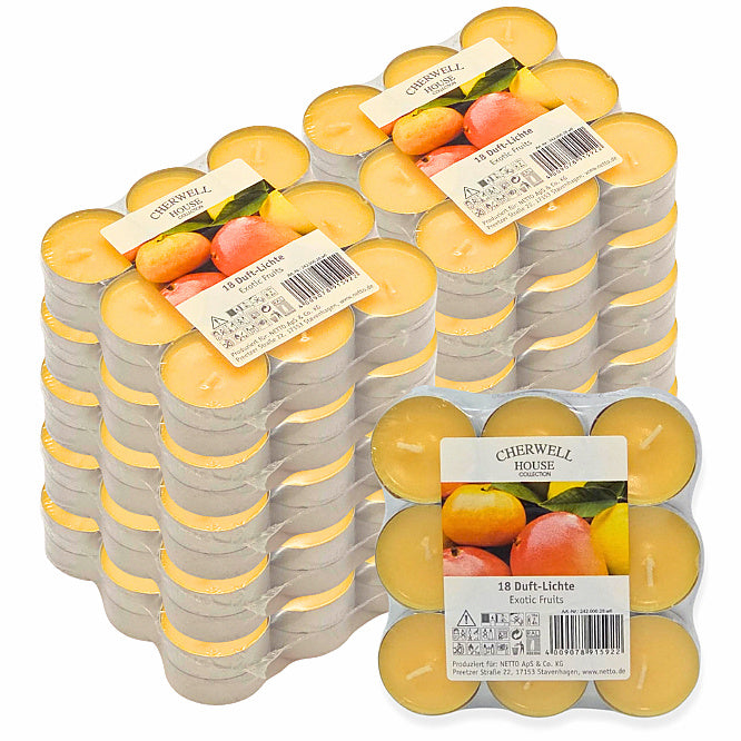 180 Stück Duft Teelichter 4 h Duftkerzen Teelicht (10x18er) - Exotic Fruits