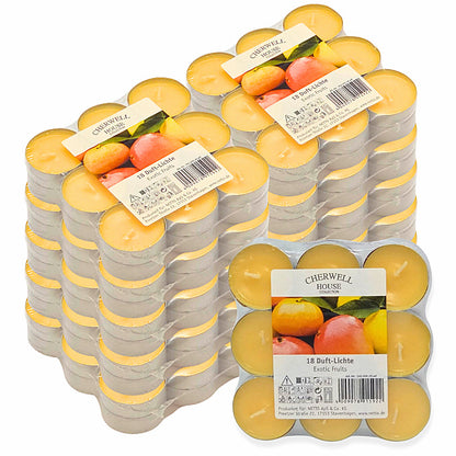 180 Stück Duft Teelichter 4 h Duftkerzen Teelicht (10x18er) - Exotic Fruits