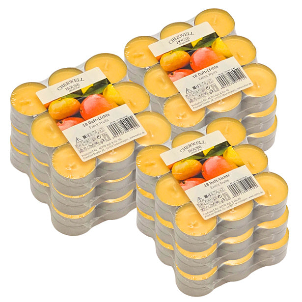 180 Stück Duft Teelichter 4 h Duftkerzen Teelicht (10x18er) - Exotic Fruits