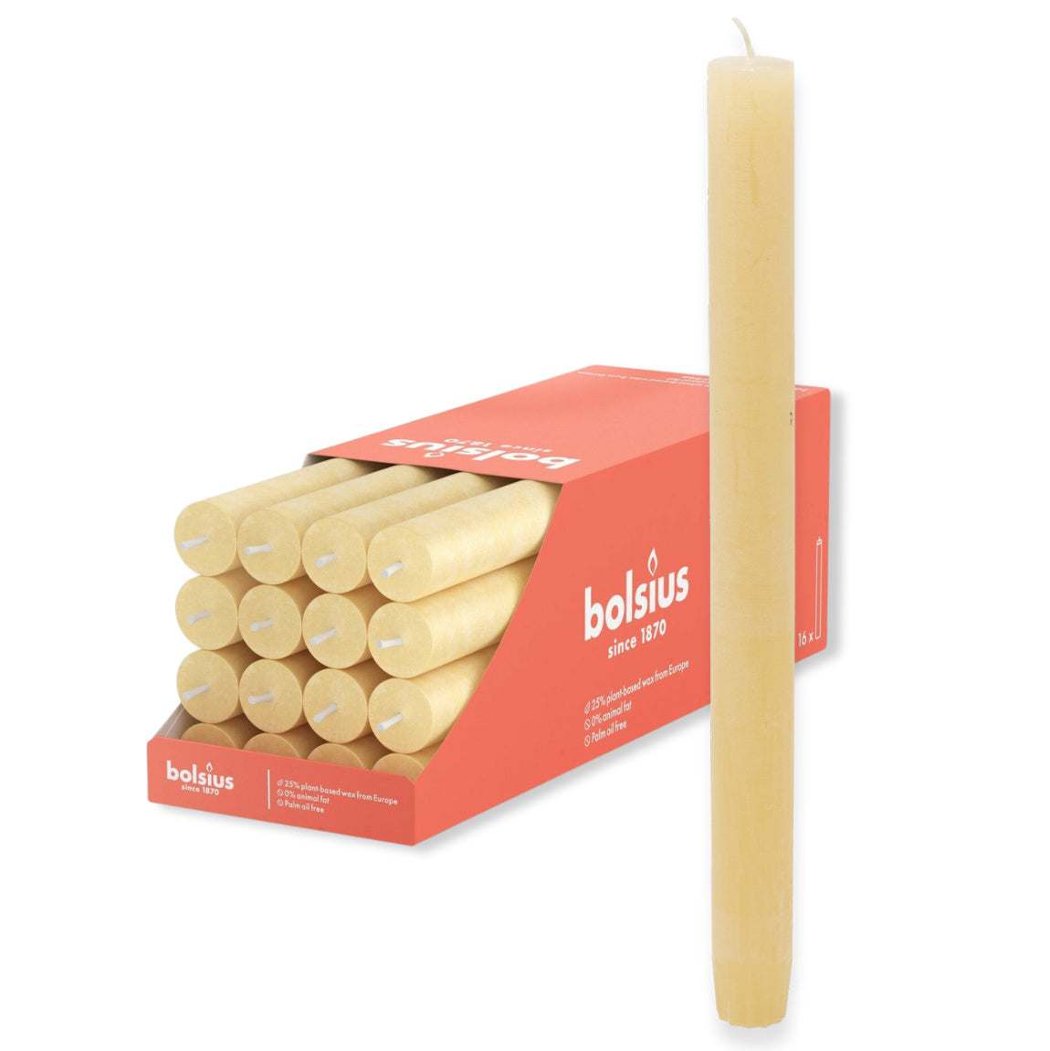 24 Stk Rustik Stabkerzen 270x23mm durchgefärbt Dinnerkerzen