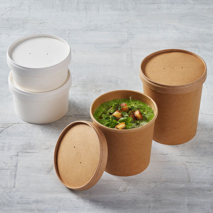 500 Stk Suppenbecher 950ml Pappe Soup to go rund ohne Deckel  - weiß (10x50er)