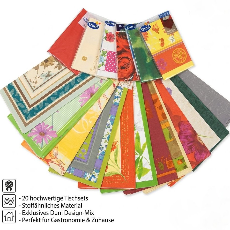 20 Stk Premium Mitteldecken 84x84cm Tischdecken stoffähnlich Überraschungspaket - Mix sortiert
