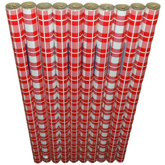 20m Geschenkpapier 10 Rollen je 200x70cm - Vichy Karo Rot-Weiß