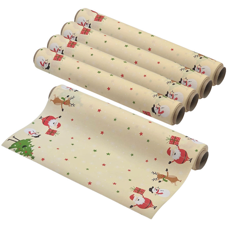 24 Meter Dunicel Tischläufer 40cm breit Tischband Weihnachten (5 Ro.x4,8m) - Jolly Friends creme