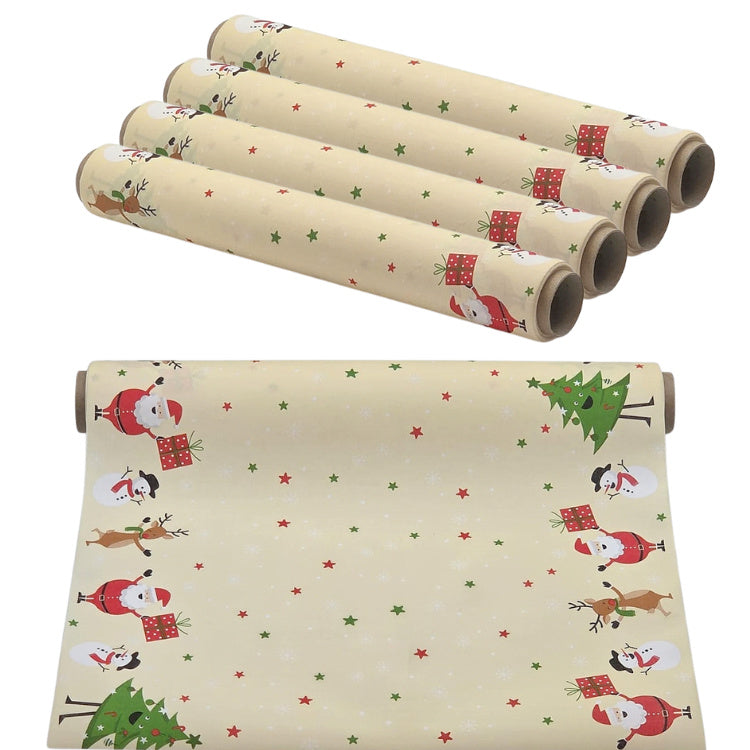 24 Meter Dunicel Tischläufer 40cm breit Tischband Weihnachten (5 Ro.x4,8m) - Jolly Friends creme