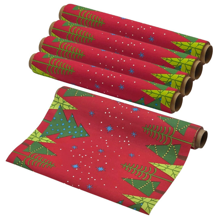 24 Meter Dunicel Tischläufer 40cm breit Tischband Weihnachten (5 Ro.x4,8m) - Jolly Wood rot