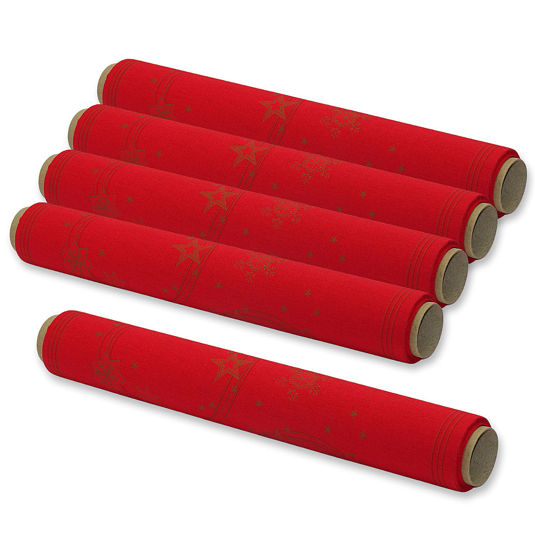 24 Meter Tischläufer 40cm breit Tischband stoffähnlich (5 Ro.x4,8m) - Star Shine Red