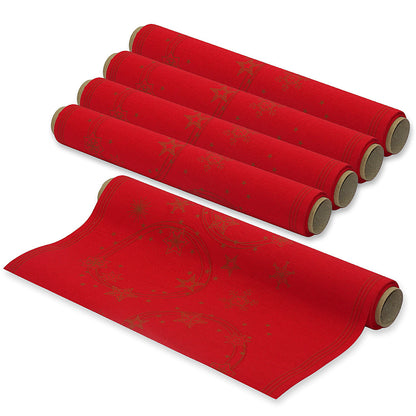 24 Meter Tischläufer 40cm breit Tischband stoffähnlich (5 Ro.x4,8m) - Star Shine Red