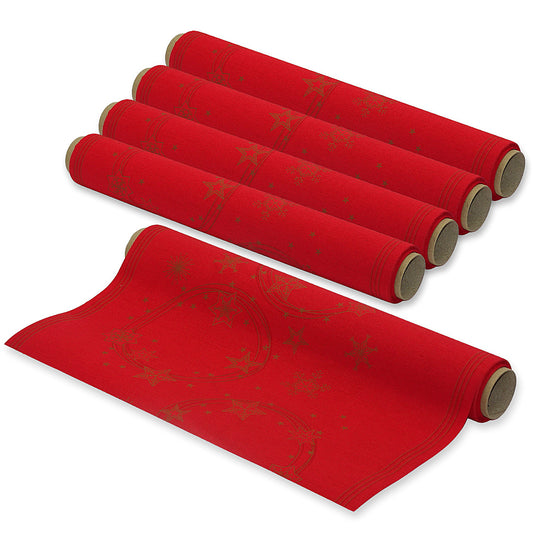 24 Meter Tischläufer 40cm breit Tischband stoffähnlich (5 Ro.x4,8m) - Star Shine Red