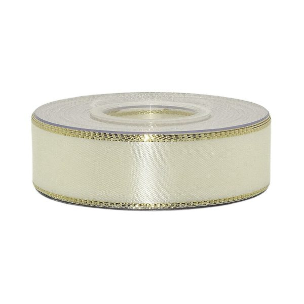 25 Meter Dekoband Satinband 25mm breit Schleifenband Silber-/Goldkante