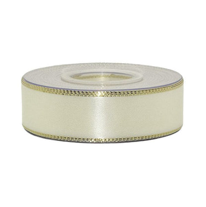 25 Meter Dekoband Satinband 25mm breit Schleifenband Silber-/Goldkante