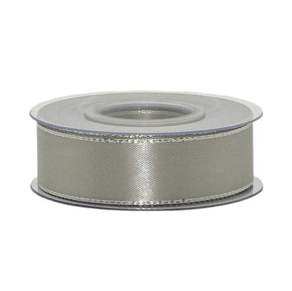 25 Meter Dekoband Satinband 25mm breit Schleifenband Silber-/Goldkante