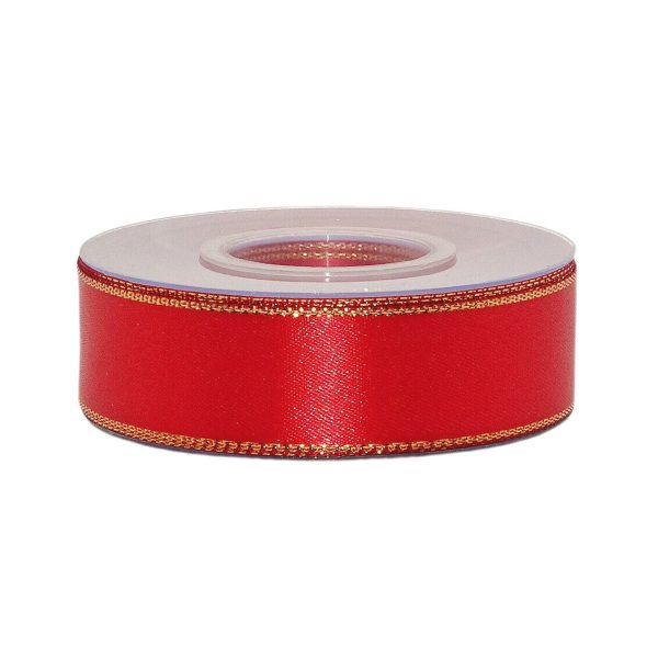 25 Meter Dekoband Satinband 25mm breit Schleifenband Silber-/Goldkante