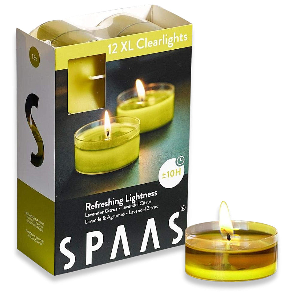 SPAAS Maxi-Teelichter 10h Clearlights Duftteelichter Acryl Cup Duftkerzen