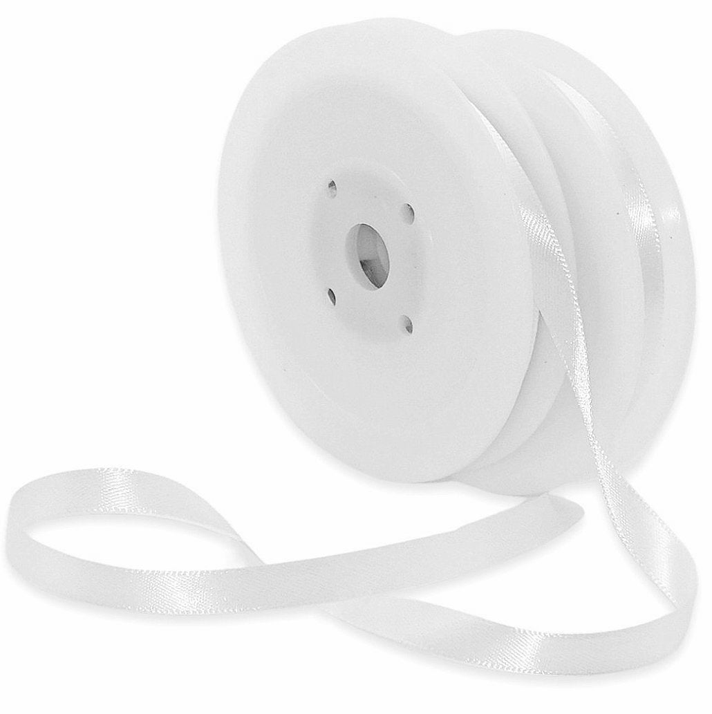 50 Meter Satinband Schleifenband 10mm breit Dekoband Geschenkband (2 Ro. x 25m) - Weiß