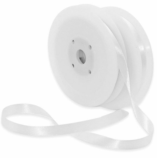 50 Meter Satinband Schleifenband 10mm breit Dekoband Geschenkband (2 Ro. x 25m) - Weiß