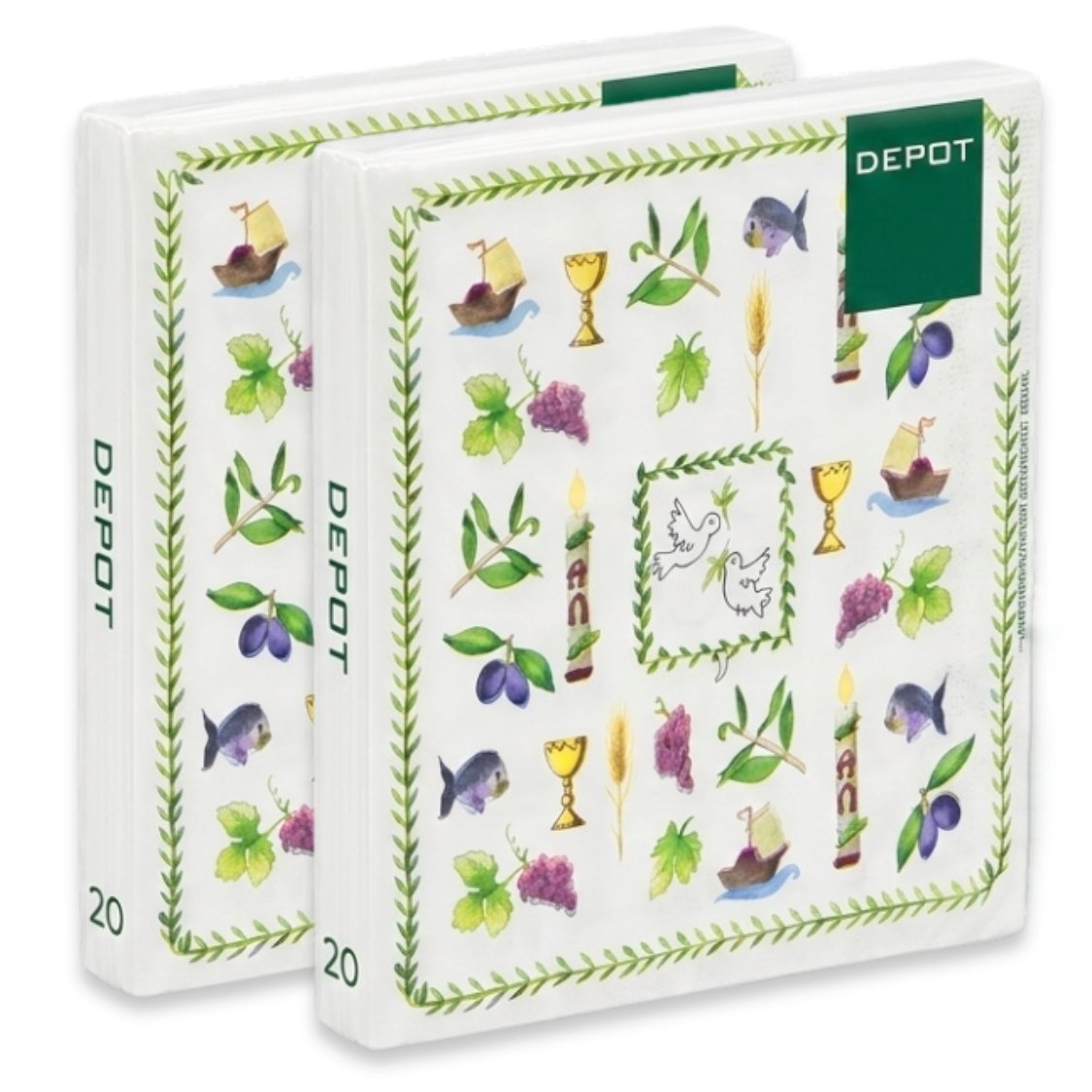40 Stück Depot Papier Servietten 33×33cm Kommunion – Taube, Kelch & Kerze (2x20er)