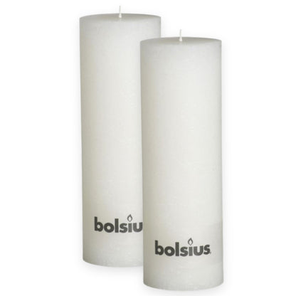 2er Set Bolsius XXL Rustik Stumpenkerzen 300x100mm Blockkerzen 2.Wahl - Weiß