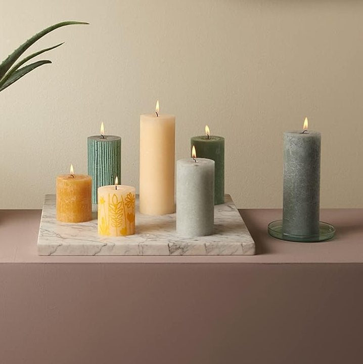 4er Set Bolsius Rustik Stumpenkerzen 130x68mm - Frische Olive