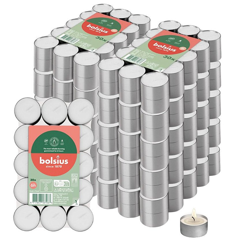 300 Stück Bolsius Gastro Teelichte 6 h Teelicht Alu Cup (10 x 30er Flatpack)