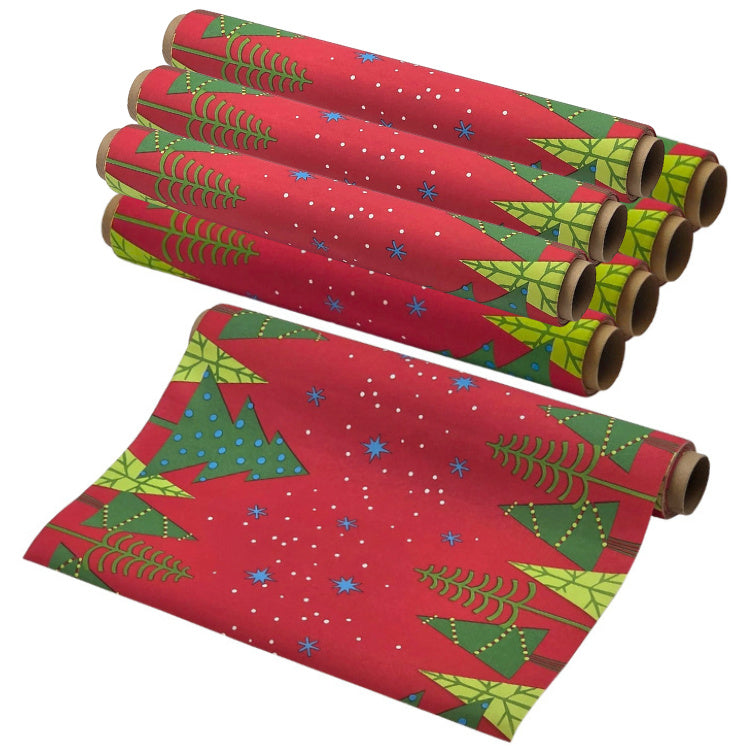 38 Meter Dunicel Tischläufer 40cm breit Tischband Weihnachten (8 Rollen) - Jolly Wood rot
