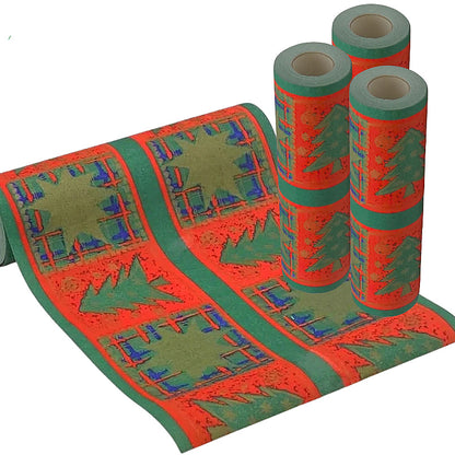 48 Meter Dunicel Tischläufer – 3 Rollen à 16m × 30cm Tischband Weihnachten - Devon Rot-Grün