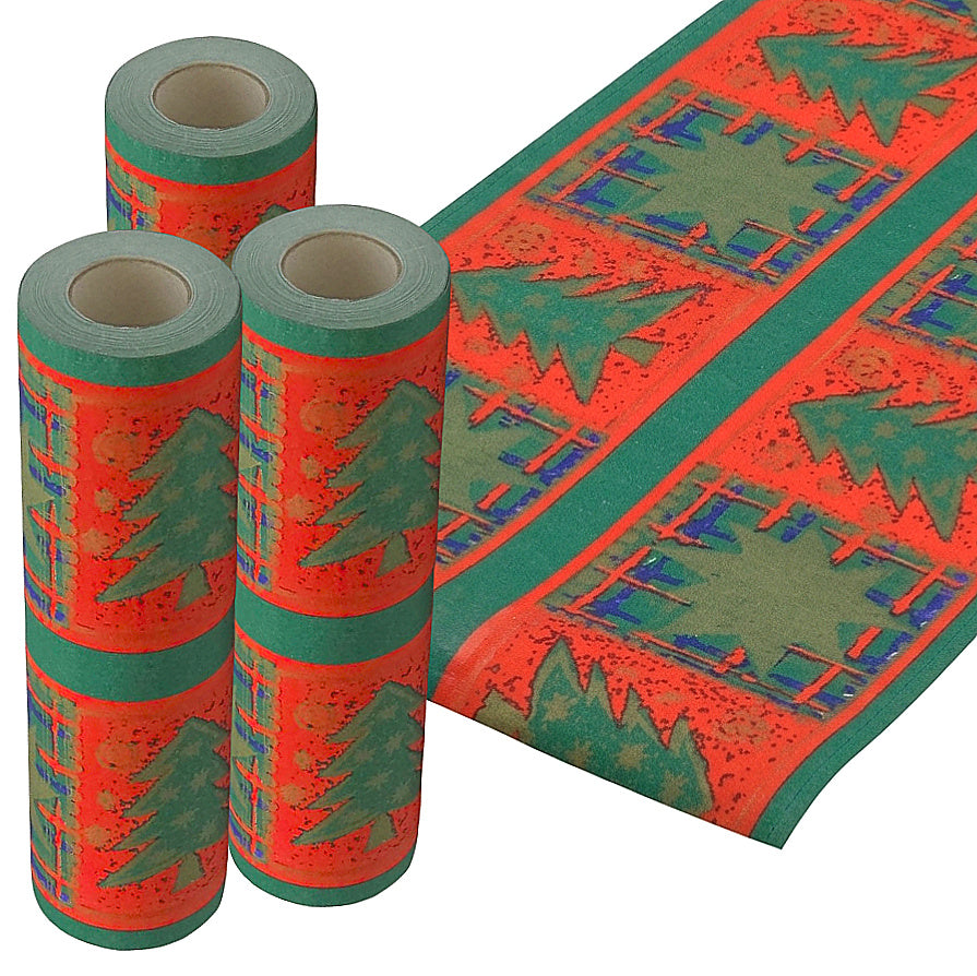 48 Meter Dunicel Tischläufer – 3 Rollen à 16m × 30cm Tischband Weihnachten - Devon Rot-Grün