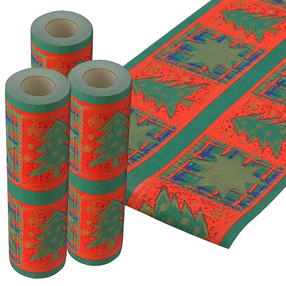 48 Meter Dunicel Tischläufer – 3 Rollen à 16m × 30cm Tischband Weihnachten - Devon Rot-Grün